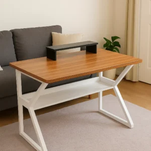 K Shape Computer Tables With Monitor Riser